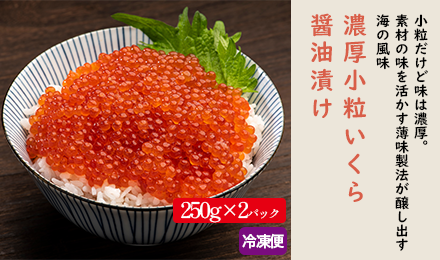 濃厚小粒いくら　醤油漬け （約500ｇ/250ｇ×2パック）【送料無料】≪冷凍便≫