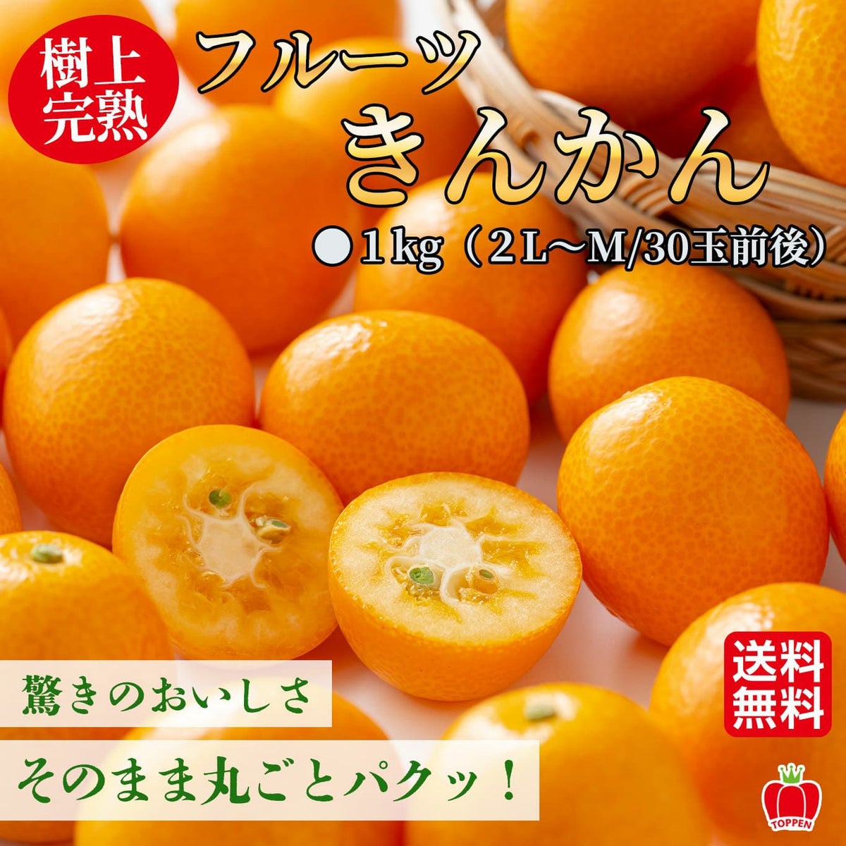 樹上完熟　フルーツきんかん　１ｋｇ（2L〜L／３０玉前後）