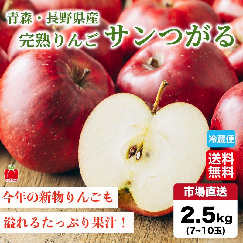 完熟りんご サンつがる 約2.5kg（7～10玉入／1玉250～350ｇ）【送料無料】