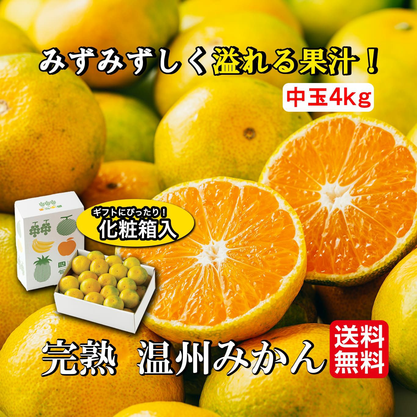 完熟 温州みかん 約4kg（30～40玉入り 中玉玉揃え）【送料無料