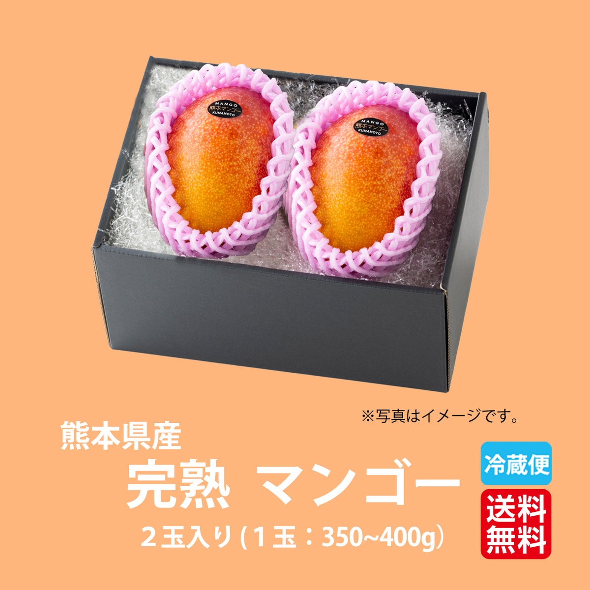 ≪化粧箱入≫熊本産 完熟マンゴー 2玉入り（1玉約350～400ｇ）【送料無料】