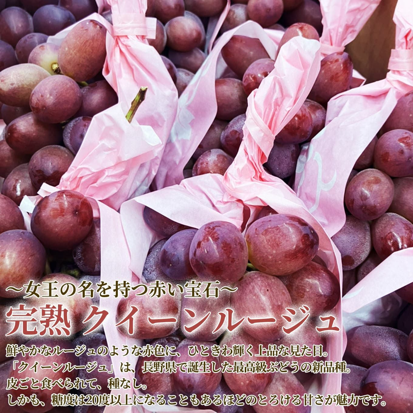 完熟 クイーンルージュ 1房（約500g前後） 【送料無料】 - とっぺん市場