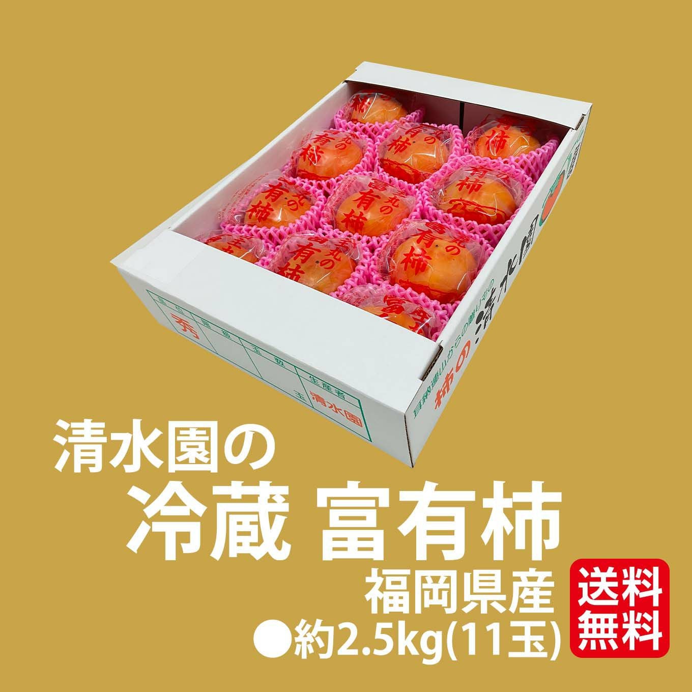 極味シリーズ》福岡県産直 清水園の冷蔵 富有柿 約2.5kg（11玉）【送料
