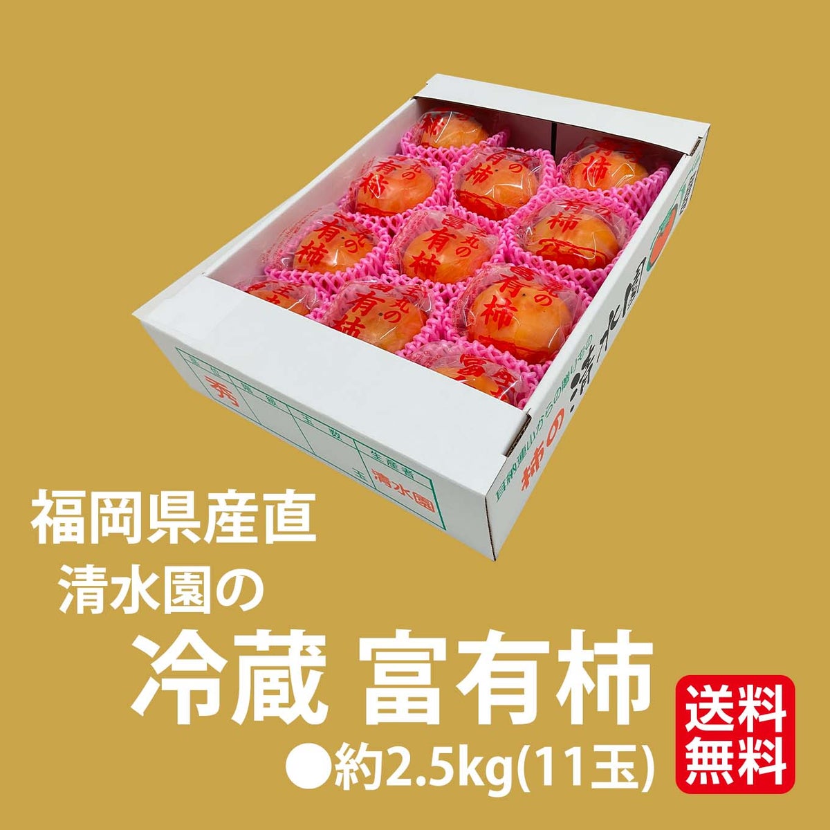 《極味シリーズ》福岡県産直 清水園の冷蔵 富有柿　約2.5kg（11玉）【送料無料】