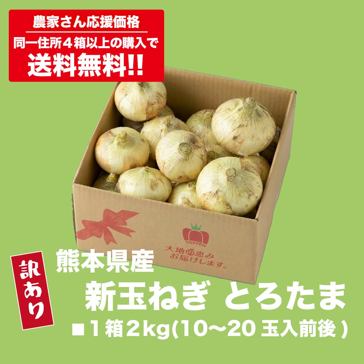 【訳あり】熊本県産 新たまねぎ「とろたま」２kg（10〜20玉前後）【送料無料】