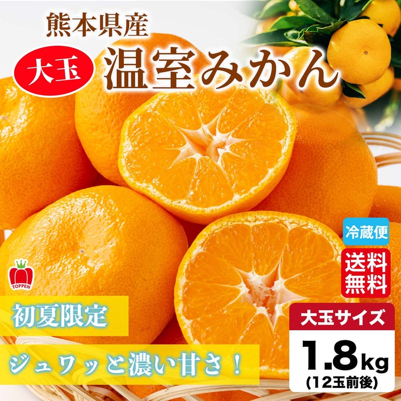 熊本県産　大玉 温室みかん 1.8kg（12玉前後）【送料無料】