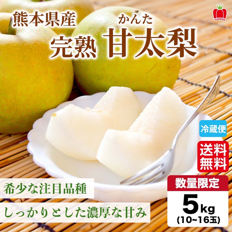 熊本県産 希少 完熟 甘太梨 約5kg（10～16玉入）　【送料無料】